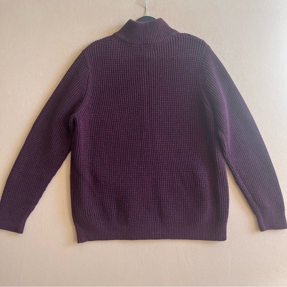 LL Bean Mens Waffle Knit Full Zip Cardigan Maroon Gorpcore Old Money size L - Picture 11 of 16